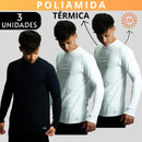 Kit 3 Camisa Poliamida Uv50+ Masculina Térmica Anti Odor Proteção Solar Segunda Pele Manga Longa KJG