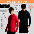 Kit 2 Camisa Poliamida Uv50+ Masculina Térmica Anti Odor Proteção Solar Segunda Pele Manga Longa KJG