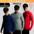 Kit 3 Camisa Poliamida Uv50+ Masculina Térmica Anti Odor Proteção Solar Segunda Pele Manga Longa KJG