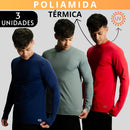 Kit 3 Camisa Poliamida Uv50+ Masculina Térmica Anti Odor Proteção Solar Segunda Pele Manga Longa KJG