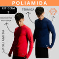 Kit 2 Camisa Poliamida Uv50+ Masculina Térmica Anti Odor Proteção Solar Segunda Pele Manga Longa KJG