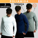 Kit 3 Camisa Poliamida Uv50+ Masculina Térmica Anti Odor Proteção Solar Segunda Pele Manga Longa KJG