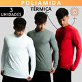 Kit 3 Camisa Poliamida Uv50+ Masculina Térmica Anti Odor Proteção Solar Segunda Pele Manga Longa KJG