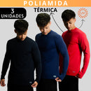 Kit 3 Camisa Poliamida Uv50+ Masculina Térmica Anti Odor Proteção Solar Segunda Pele Manga Longa KJG
