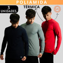 Kit 3 Camisa Poliamida Uv50+ Masculina Térmica Anti Odor Proteção Solar Segunda Pele Manga Longa KJG